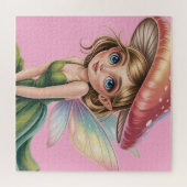 Bosfee met Paddenstoelen Hoed Illustratie Legpuzzel (Horizontaal)
