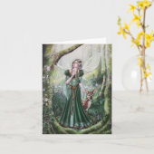 Bosfee met wenskaart van de fawn kaart (Gele Bloem)