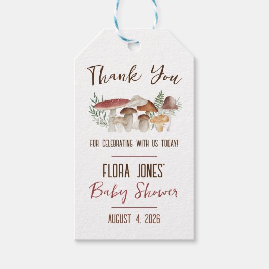 Bosfee, Paddenstoel Thema Baby Shower Cadeaulabel (Voorkant)