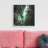 Bosfeeën en Waterval Kasteel Canvas Afdruk (Insitu (Woonkamer))