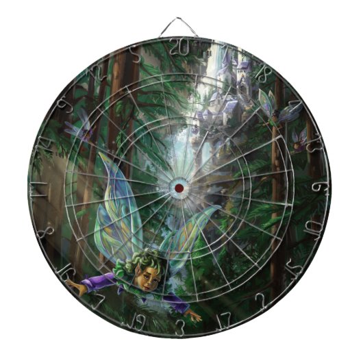Bosfeeën en Waterval Kasteel Dartbord (Voorkant)