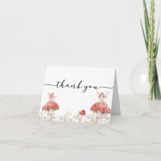 Bosfeekaart met paddestoel Bedankkaart (Voorkant)