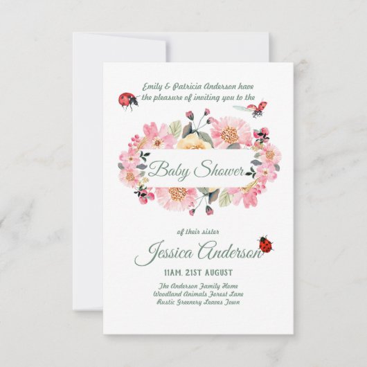 Bosflora en -fauna BABY SHOWER Uitnodigingen (Voorkant)