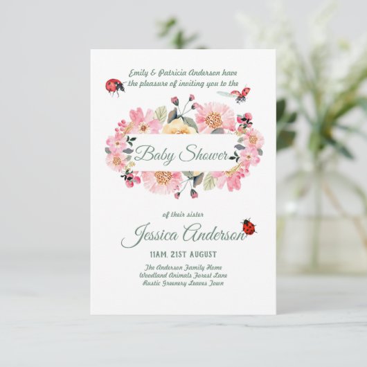 Bosflora en -fauna BABY SHOWER Uitnodigingen (Staand voorkant)