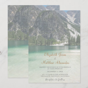 Bosgebergte Pine Trees Wedding Kaart