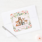  bosgebied Baby shower / blozend bloembos Vierkante Sticker (Envelop)