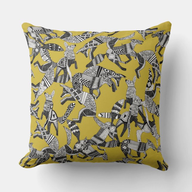 bosgebied fox ochre yellow kussen (Voorkant)
