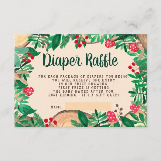 bosgebied groen hout diaper raffinaderij douche informatiekaartje (Voorkant)