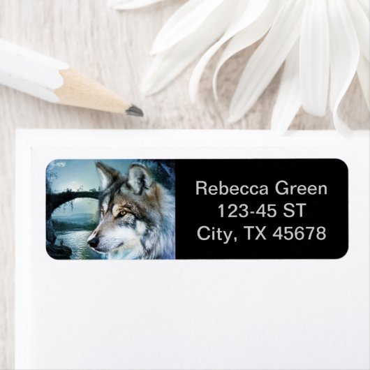 bosgebied moonlight volle maan wolf etiket (Insitu)