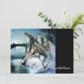 bosgebied moonlight volle maan wolf kaart (Staand voorkant)