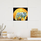 bosgebied moonlight volle maan wolf poster (Keuken)