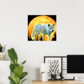 bosgebied moonlight volle maan wolf poster (Thuiskantoor)