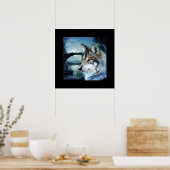 bosgebied moonlight volle maan wolf poster (Keuken)