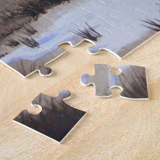 bosgebied sneeuwscand landschap legpuzzel (Zijkant)