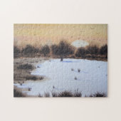 bosgebied sneeuwscand landschap legpuzzel (Horizontaal)