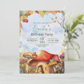 Bosgeboorte Uitnodiging, Bos Paddenstoel Kaart (Staand voorkant)