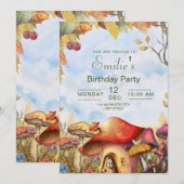 Bosgeboorte Uitnodiging, Bos Paddenstoel Kaart (Voorkant / Achterkant)