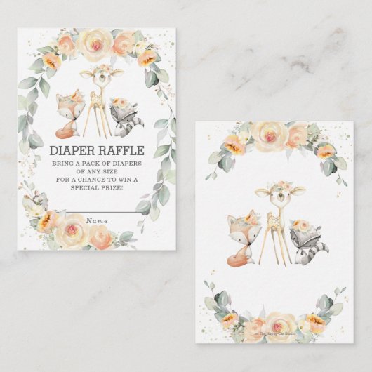 Bosgeel Bloemen Groene Luier Raffle Informatiekaartje (Voorkant / Achterkant)