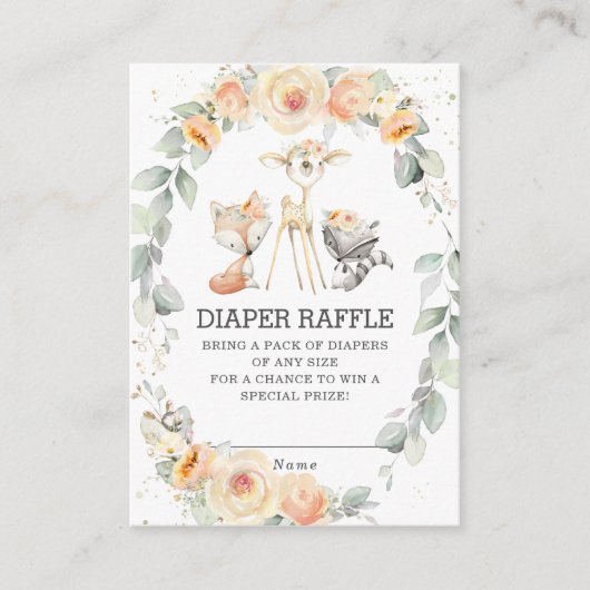 Bosgeel Bloemen Groene Luier Raffle Informatiekaartje (Voorkant)