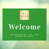 Bosgroen bedrijfslogo welkom openingsuren raamsticker (Vel 3)