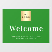 Bosgroen bedrijfslogo welkom openingsuren raamsticker (Vel)