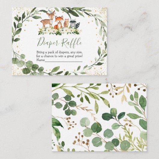 Bosgroen Bos Dierlijke Luier Raffle Kaart (Voorkant / Achterkant)