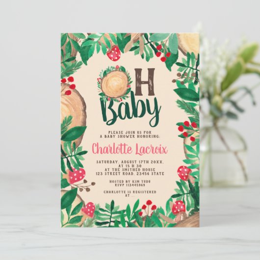 Bosgroen bos met stutbos Oh baby shower Kaart (Staand voorkant)