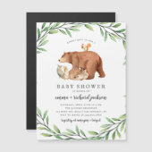 Bosgroen Bosdieren Baby Shower Magnetische Uitnodiging (Voorkant / Achterkant)