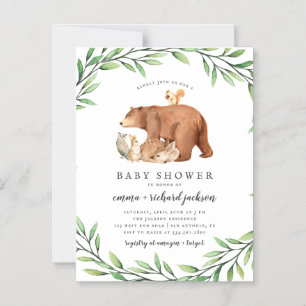 Bosgroen Bosdieren Baby Shower Magnetische Uitnodiging