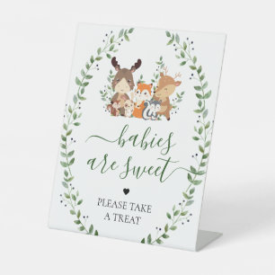 Bosgroen Bosdieren Baby shower Treat Reclamebord Met Voetstuk