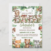 Bosgroen Botanische Dieren Baby shower Kaart (Voorkant)