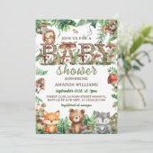 Bosgroen Botanische Dieren Baby shower Kaart (Staand voorkant)