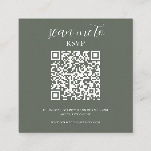 Bosgroen | Bruiloft RSVP QR Code Informatiekaartje (Voorkant)