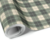 Bosgroen & Crème Tartan Sneeuwvlok Cadeaupapier (Rol Hoek)