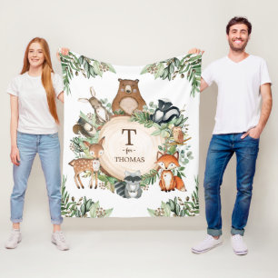Bosgroen Dieren Aangepast Monogram Naam Fleece Deken