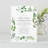 Bosgroen eerste heilige communie kaart (Staand voorkant)