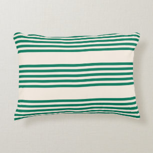 Bosgroen en beige vijf strepen patroon accent kussen