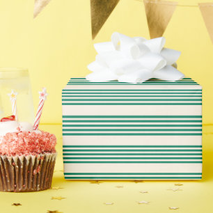 Bosgroen en beige vijf strepen patroon cadeaupapier