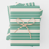 Bosgroen en beige vijf strepen patroon inpakpapier vel (In situ)