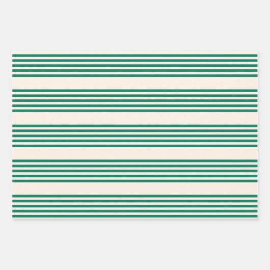 Bosgroen en beige vijf strepen patroon inpakpapier vel (Voorkant)