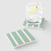 Bosgroen en beige vijf strepen patroon stenen onderzetter (Zijkant)