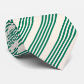 Bosgroen en beige vijf strepen patroon stropdas (Opgerold)