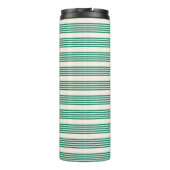 Bosgroen en beige vijf strepen patroon thermosbeker (Achterkant)