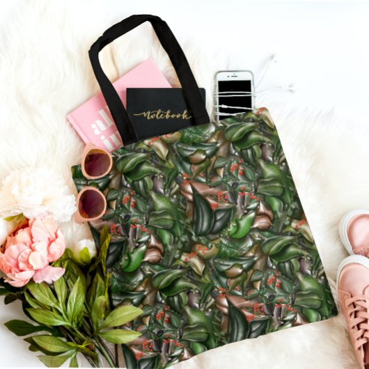 Bosgroen en bessen tote bag