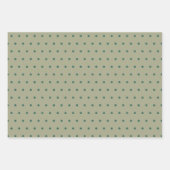 Bosgroen en salie dambord- en stippenpatroon inpakpapier vel (Voorkant 3)