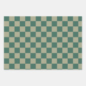 Bosgroen en salie dambord- en stippenpatroon inpakpapier vel (Voorkant 2)