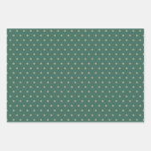 Bosgroen en salie dambord- en stippenpatroon inpakpapier vel (Voorkant)