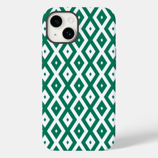 Bosgroen en wit diamantpatroon Case-Mate iPhone case (Achterkant)