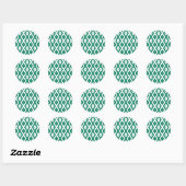 Bosgroen en wit diamantpatroon ronde sticker (Vel)