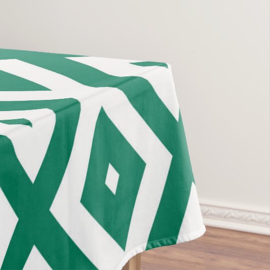 Bosgroen en wit diamantpatroon tafelkleed (Voorbeeld)